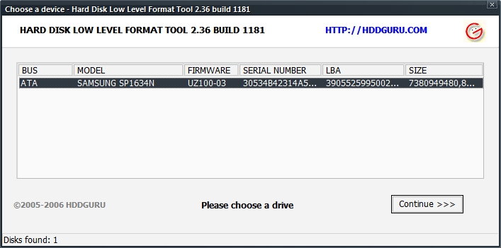 Hard Disk Low Level Format Tool